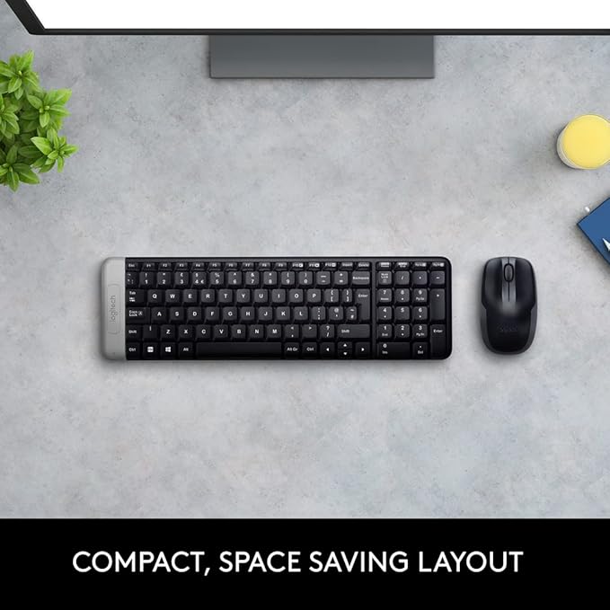 Logitech MK215 Wireless Keyboard and Mouse Combo for Windows, 2.4 GHz Wireless, Compact Design, 2-Year Battery Life(Keyboard),5 Month Battery Life (Mouse) PC/Laptop- Black - 2