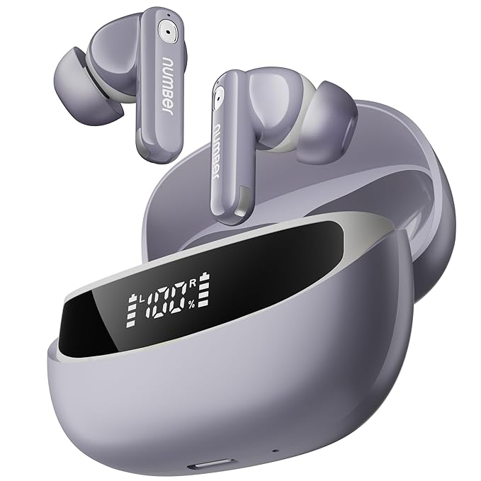 Number Navo Buds Z1 TWS Earbuds,72H Playtime,Digital Display Case,Quad-Mic ENC,Dual Pairing,Hi-Bass 13mm Drivers - 0