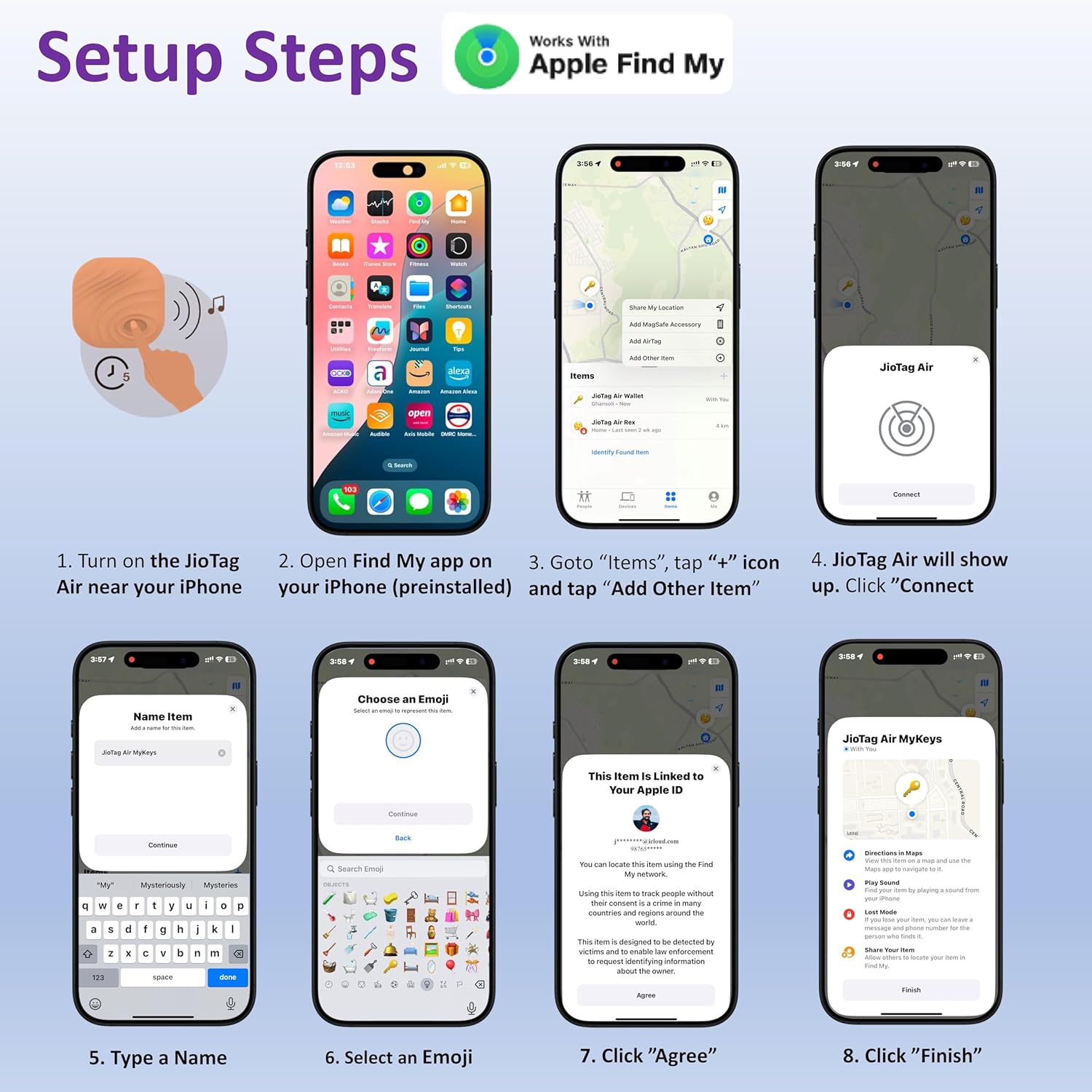 JioTag Air for iOS Worldwide Tracker, Pair with Apple Find My app for keys, luggage, bikes, purses etc - 2