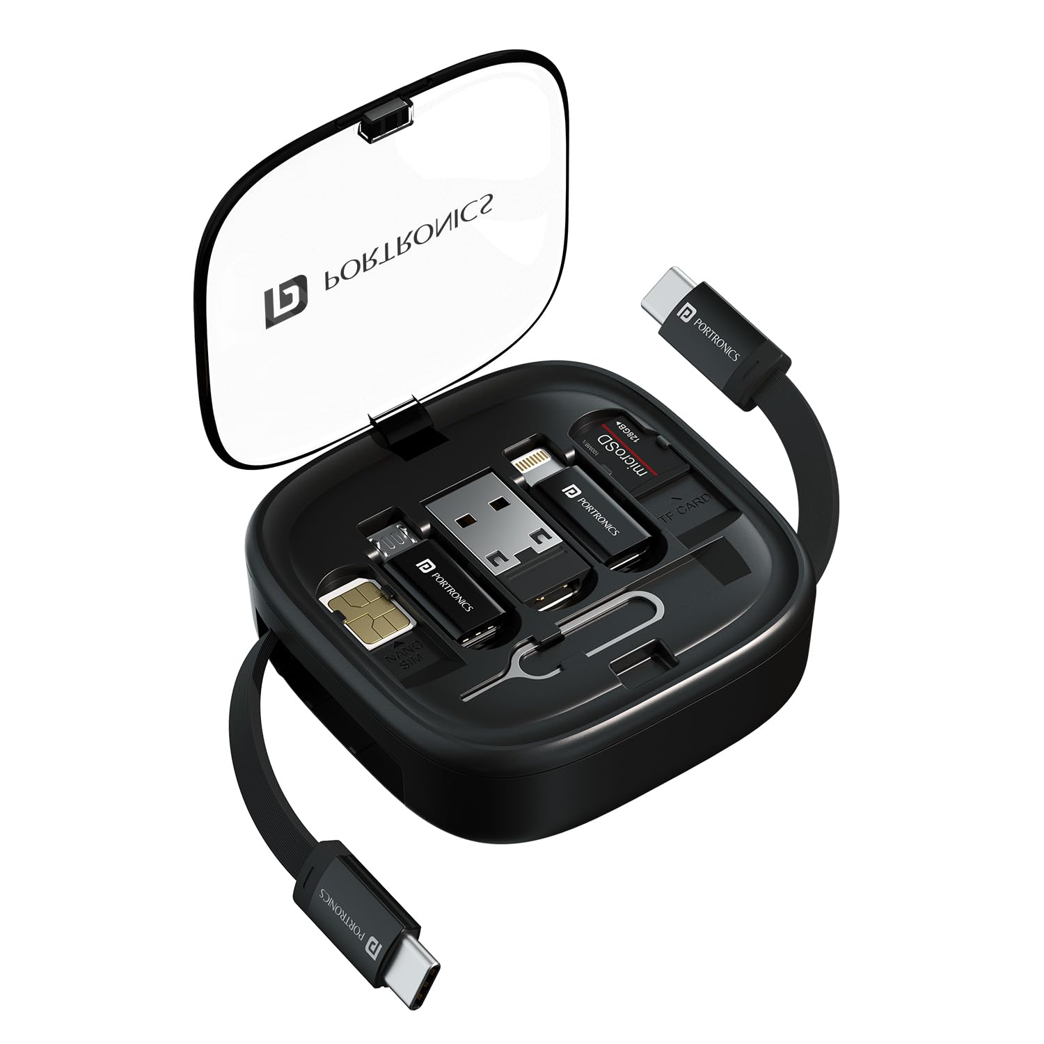Portronics Snapcase 2 60W Multifunctional Fast Charging Data Cable Kit With Retractable Cable - 0