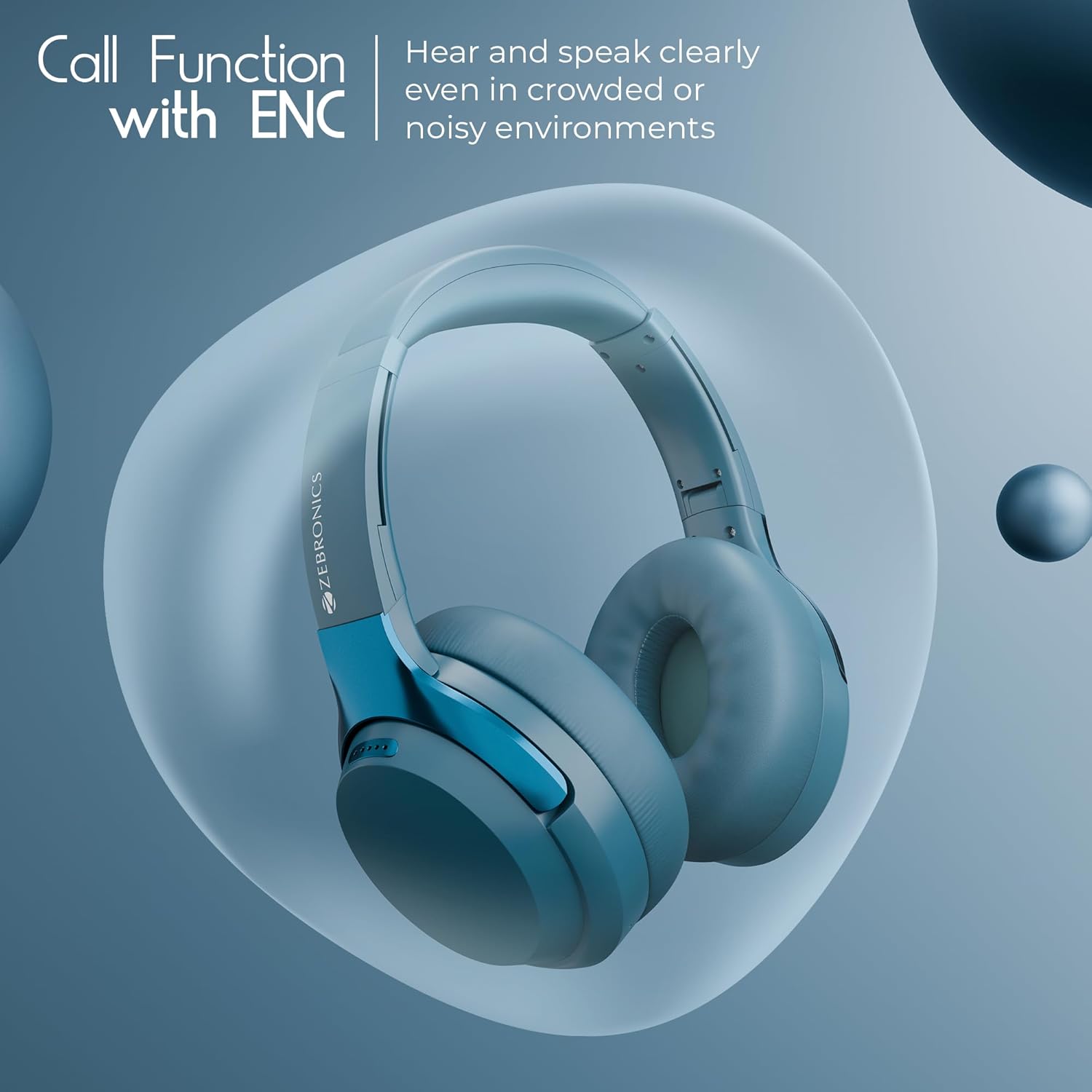 ZEBRONICS Duke Plus Wireless Headphones, BT v5.4, Upto 70hrs Playback, 40mm Drivers - 2