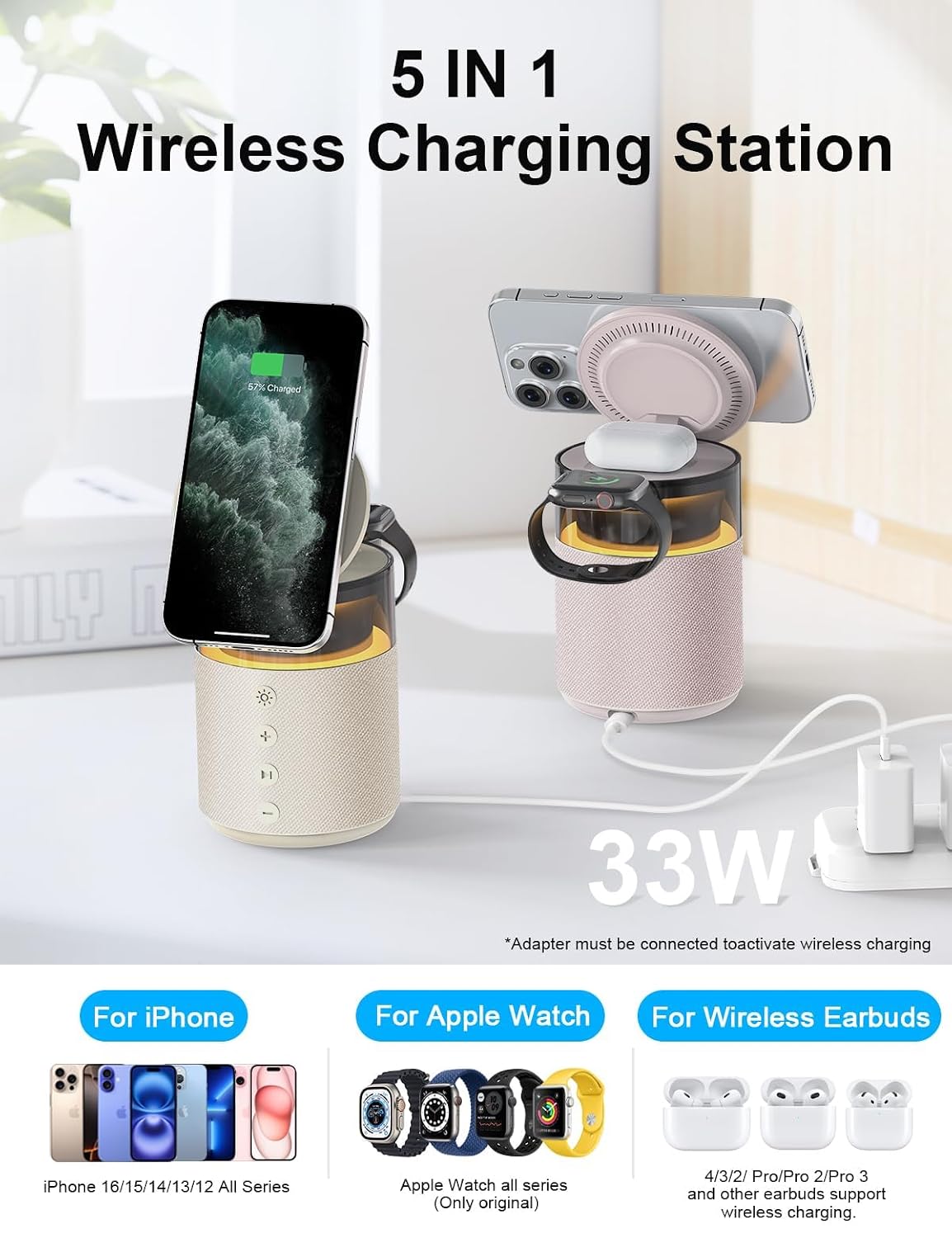 Humble® 5-in-1 Magnetic Wireless Charger with Bluetooth Speaker | Mag-Safe Charging Dock - 2