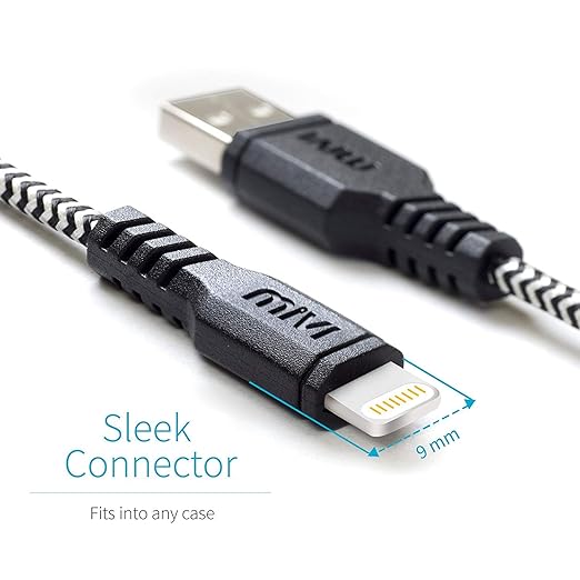 Mivi 3.2 Feet Certified Lightning Cable with Khali Tough Bullet Proof Material (Black) - 1