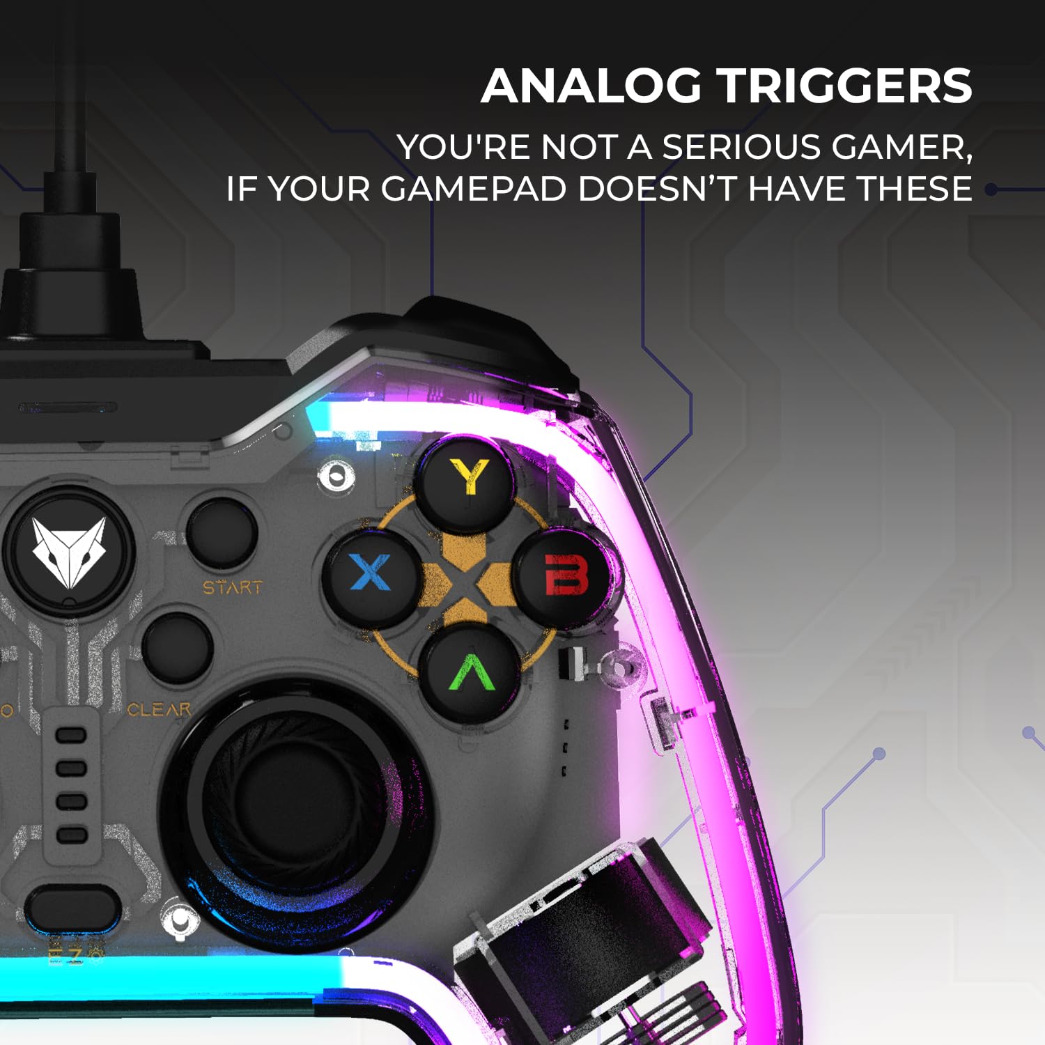 EvoFox Elite X RGB Wired Gaming Controller for PC with 2 Programmable Macro Back Buttons - 1