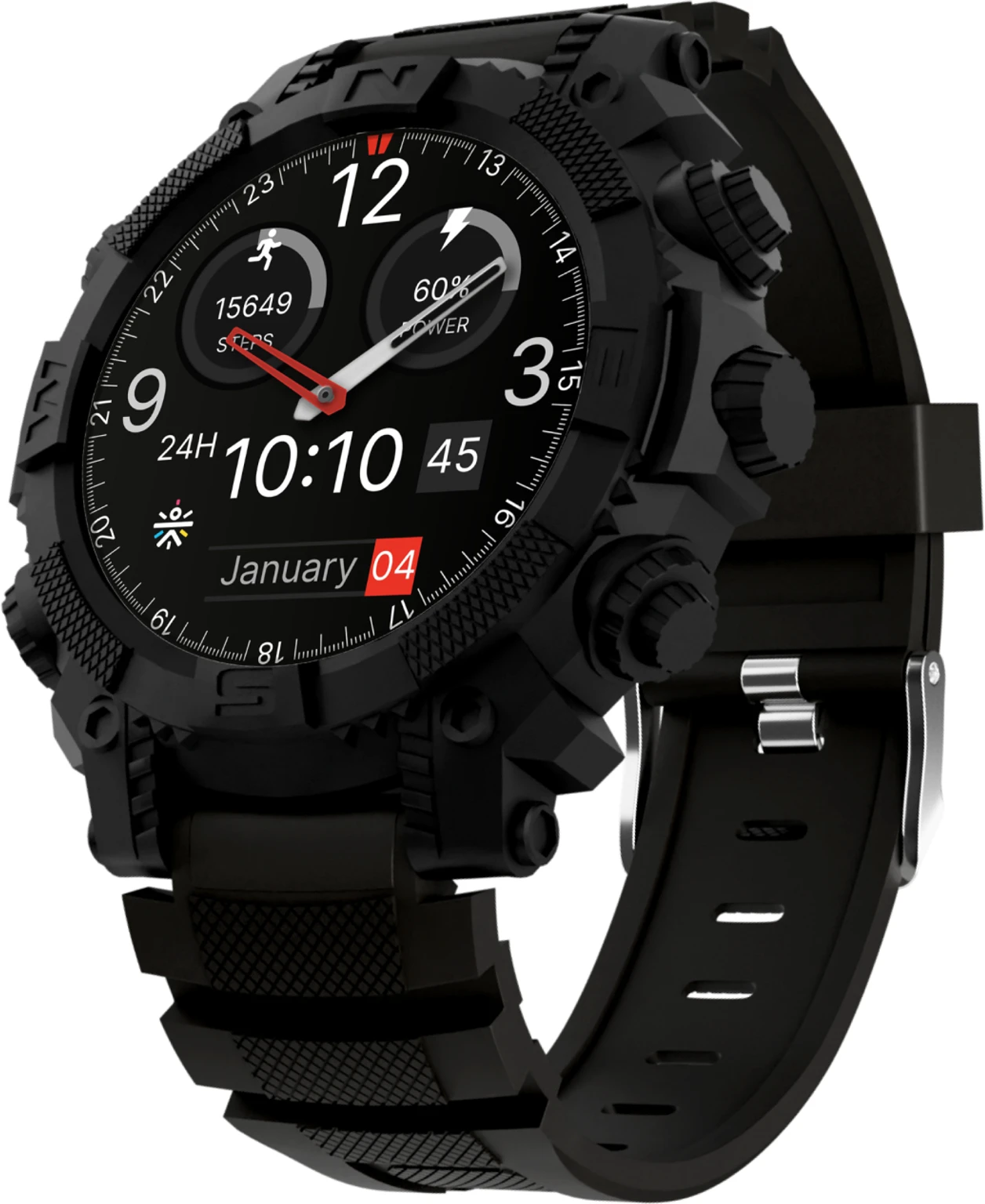 Cult Built-in Turbo Track GPS, Rugged,1.39" HD Display, Strava, BT calling Smartwatch (Camo Grey Strap - 0