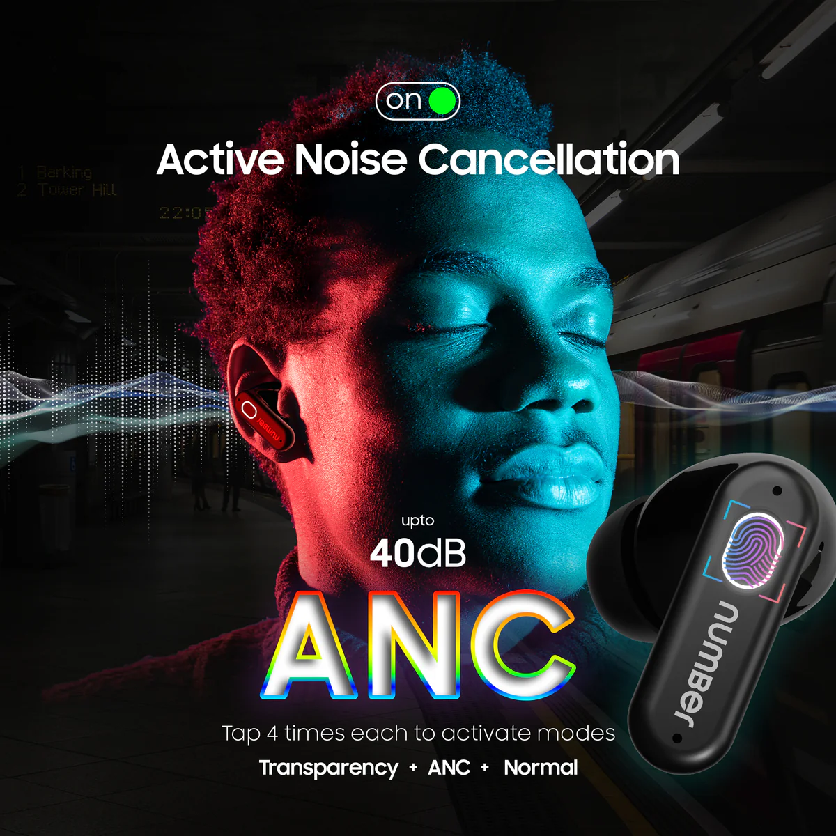 numBer Super Buds 999 ANC Truly Wireless in Ear Earbuds with 40db Active Noise Cancellation - 1