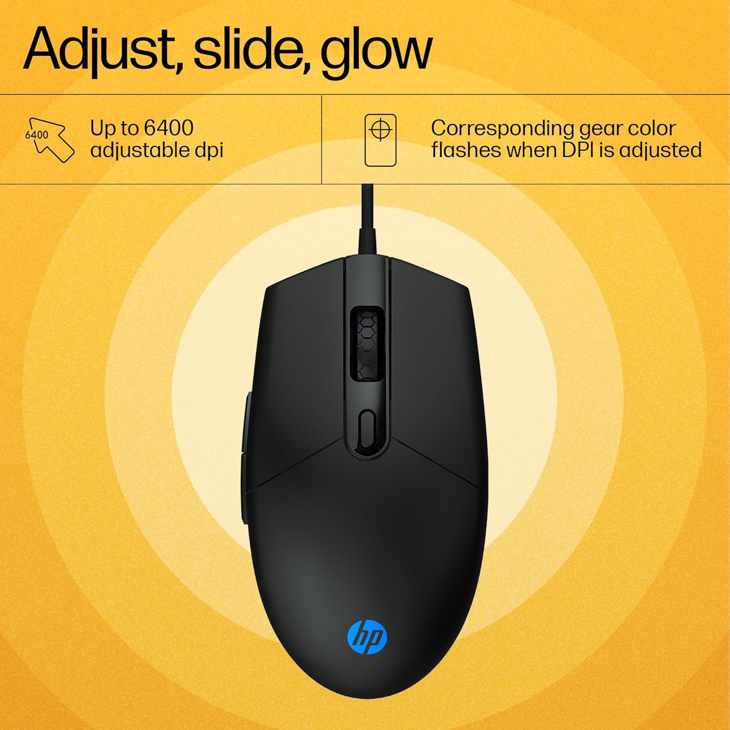 HP KM300F Wired USB Gaming Keyboard and Mouse Set, Membrane Backlit, 26 Keys Anti-Ghosting, 3 LED Indicators & 3D 6K USB Mouse with 6400DPI,Six-Speed Cyclic Resolution Switching, Black - 3