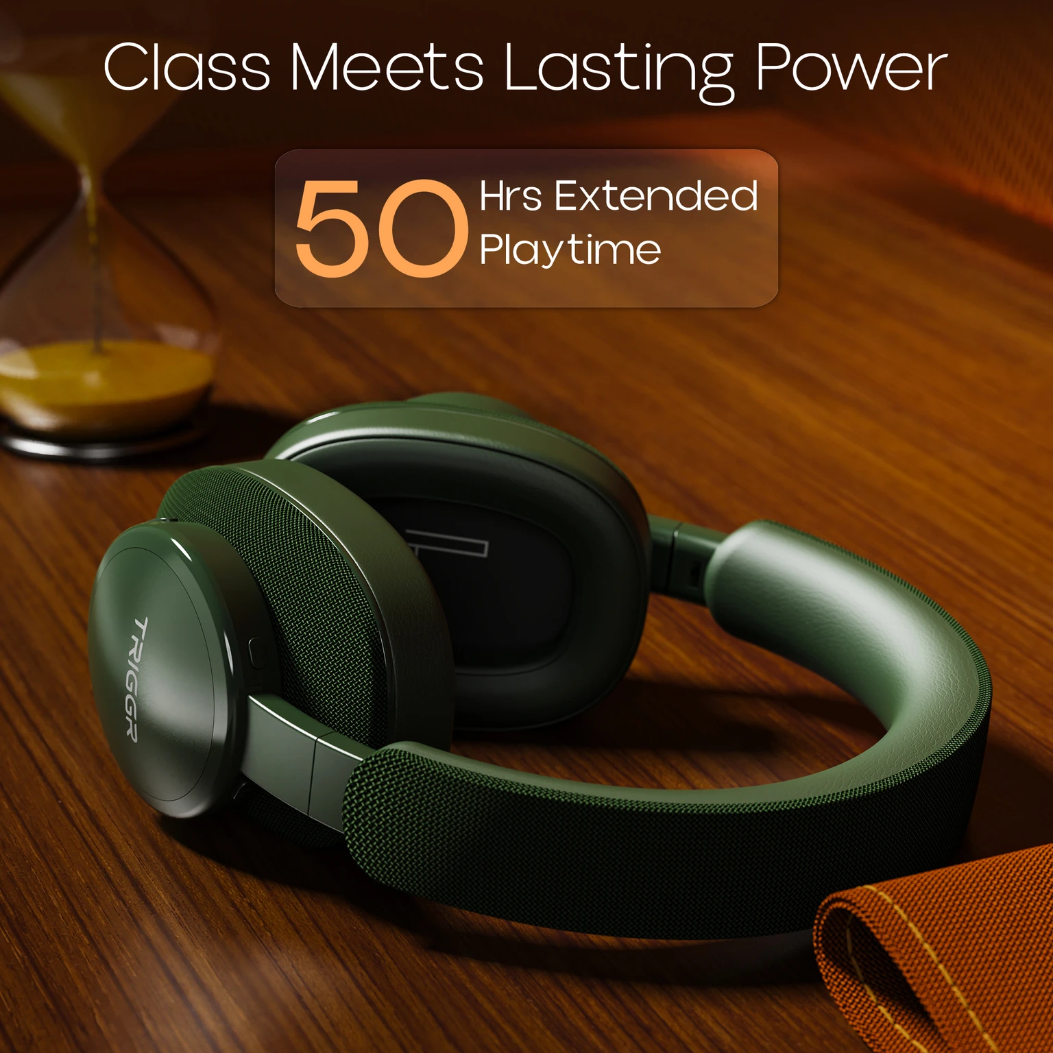 TRIGGR Trinity 3 with Fabric Finish, Dual Pairing, 50H Battery, Foldable Design, v5.3 Bluetooth Headset - 3