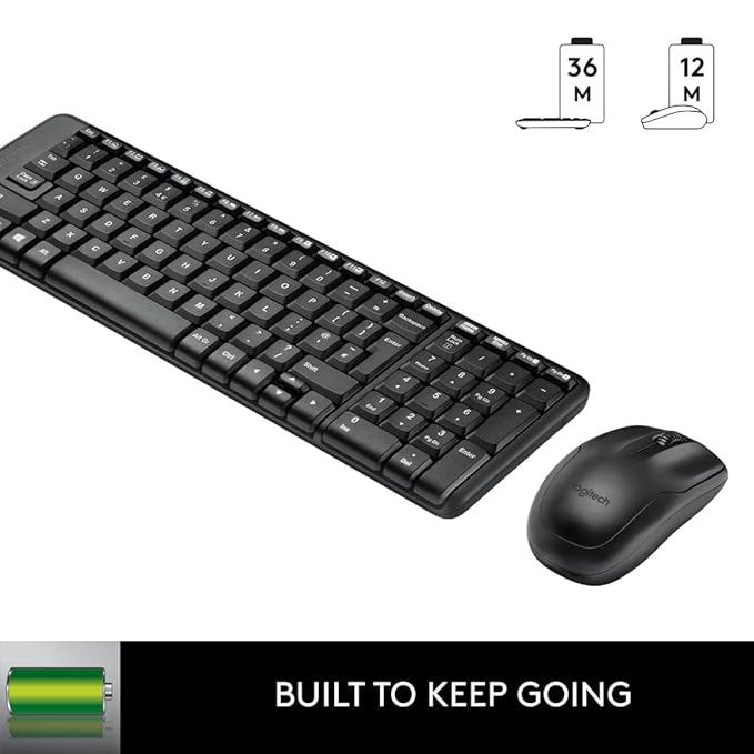 Logitech MK215 Wireless Keyboard and Mouse Combo for Windows, 2.4 GHz Wireless, Compact Design, 2-Year Battery Life(Keyboard),5 Month Battery Life (Mouse) PC/Laptop- Black - 3