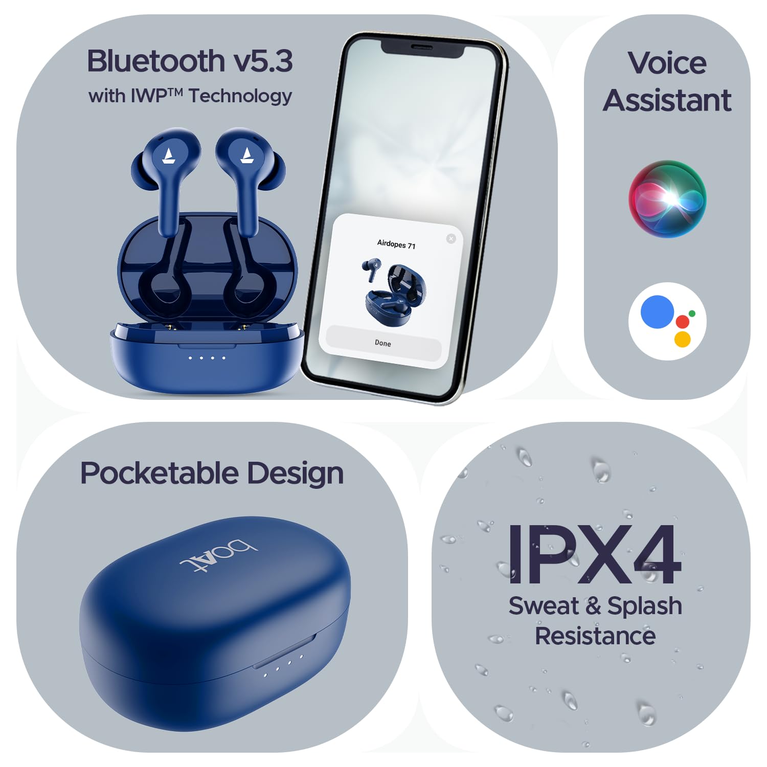 boAt Airdopes 71 40 HRS Playback, ENx Technology & Beast Mode Low Latency Bluetooth - 2