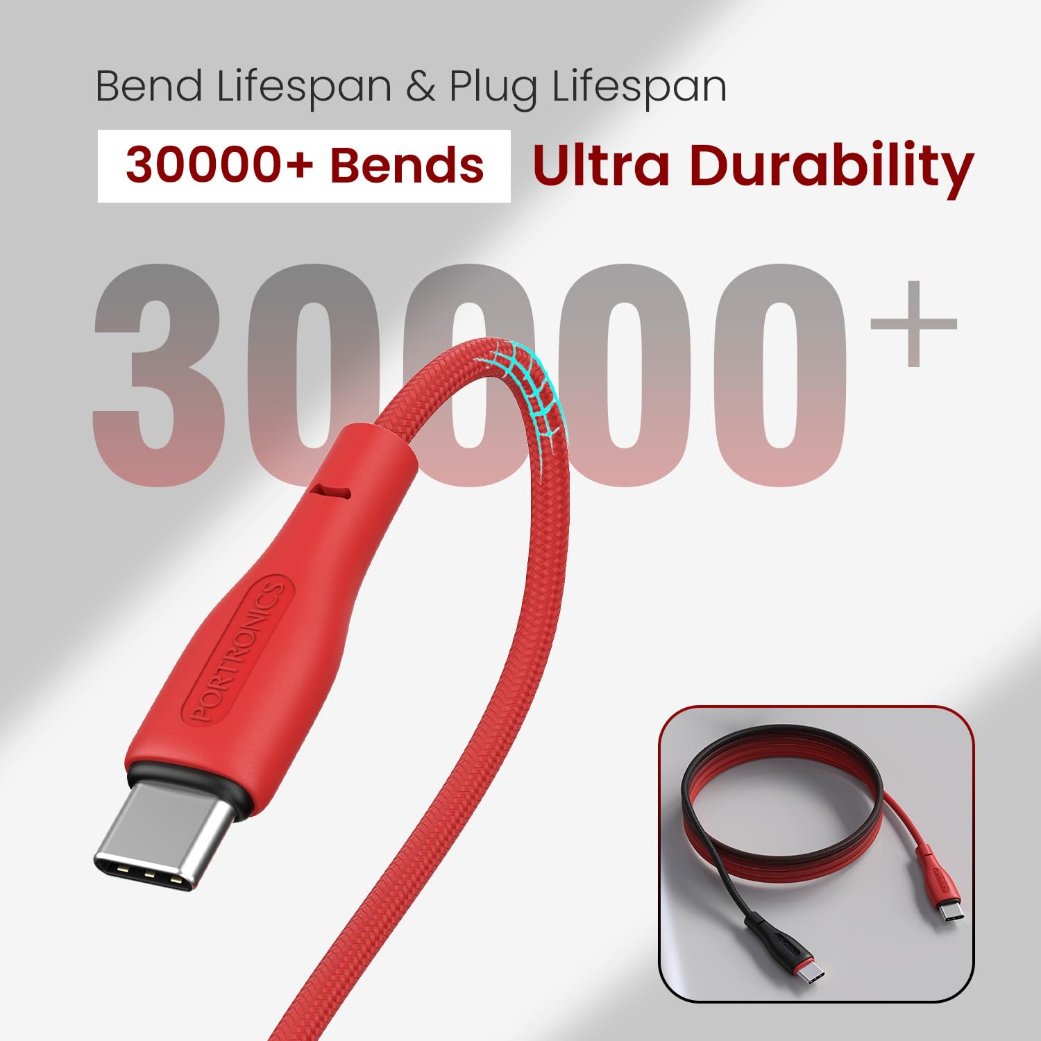 Portronics Hue x 60W Dual Tone Colour Type C to type C Fast Charging Cable - 1