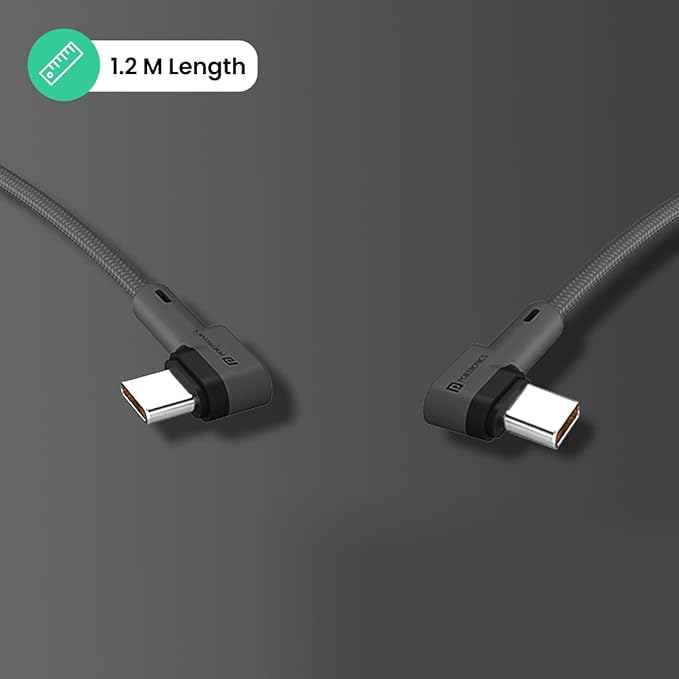 Portronics Konnect L 60W PD Type C to Type C Mobile Charging Cable, 1.2M, Fast Data Sync, Tangle Resistant, TPE+Nylon Braided(Grey) - 3