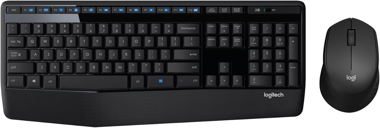 Logitech MK345 Wireless Combo Full-Sized Keyboard with Palm Rest and Comfortable Right-Handed Mouse, 2.4 GHz Wireless USB Receiver, Compatible with PC - 0
