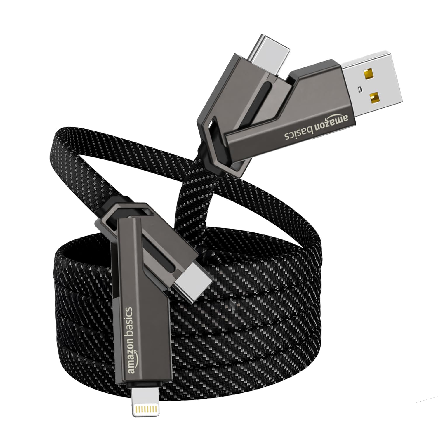 AmazonBasics Braided USB Type-C to Type-C 60W Fast Charging Data cable for Smartphone (Black -1.2 Meter) - 0