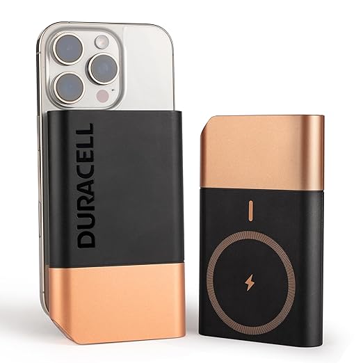 Duracell Magnetic Wireless Power Bank 10000 mAh, Magsafe Compatible, Fast Charging, Compact - 0