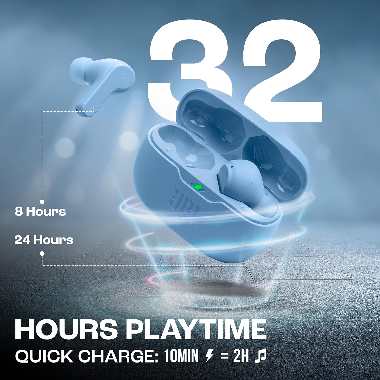 JBL Vibe Beam TWS, 32Hr Playtime, IP54, Smart Ambient & TalkThru Mode Bluetooth Gaming - 1