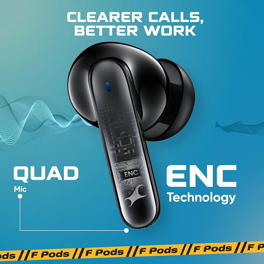 Fastrack Fpods FX101|BT5.4 TWS Earbuds, 40Hrs Playtime, Quad mic ENC for Crystal Clear - 3