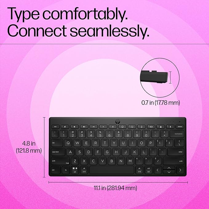 HP 350 Compact Multi-Device Bluetooth Wireless Keyboard; Spill Resistant; Swift Pair - 1