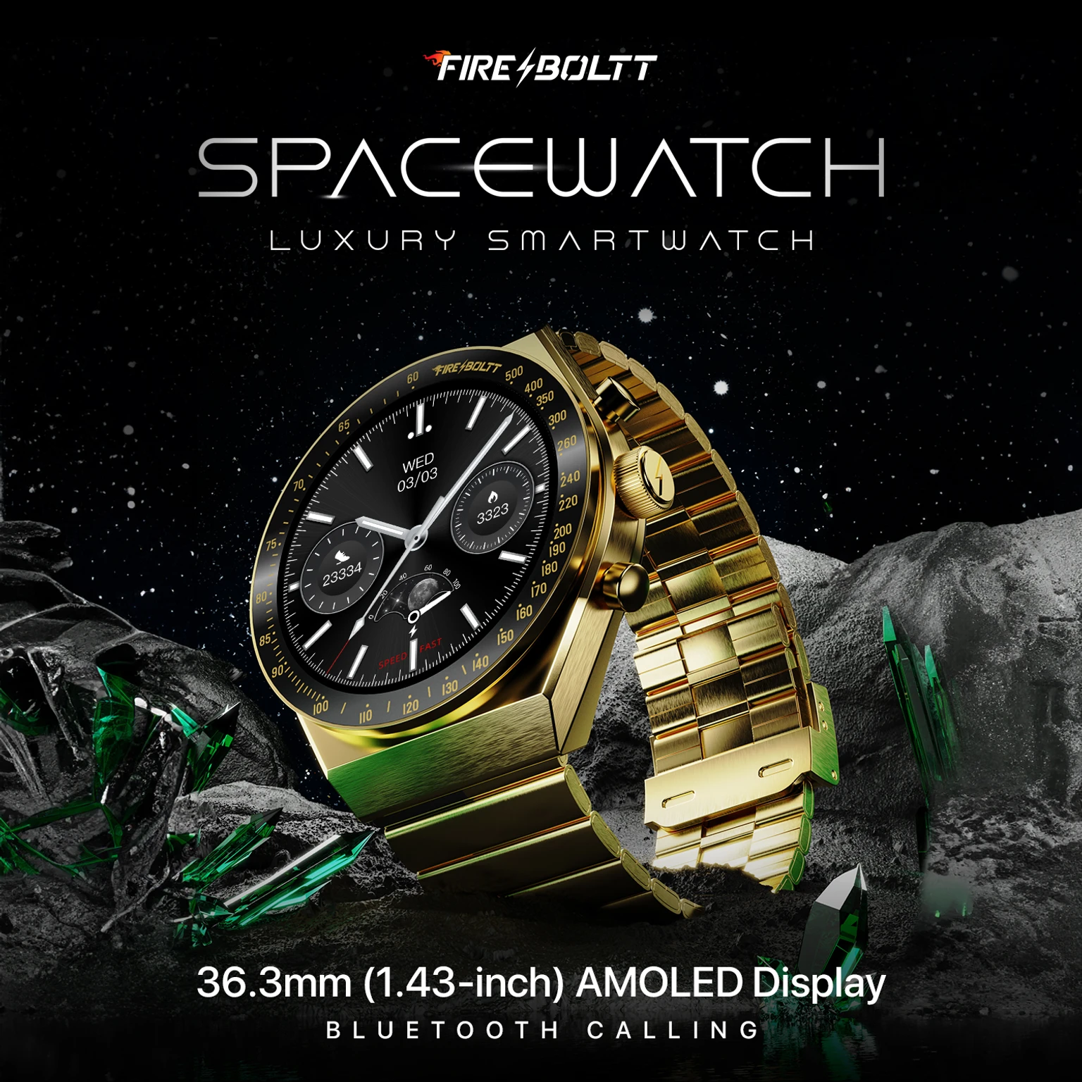 Fire Boltt Spacewatch with 1.4 inch AMOLED Display | Bluetooth Calling | Health Monitoring | Multiple Sports Modes - 1
