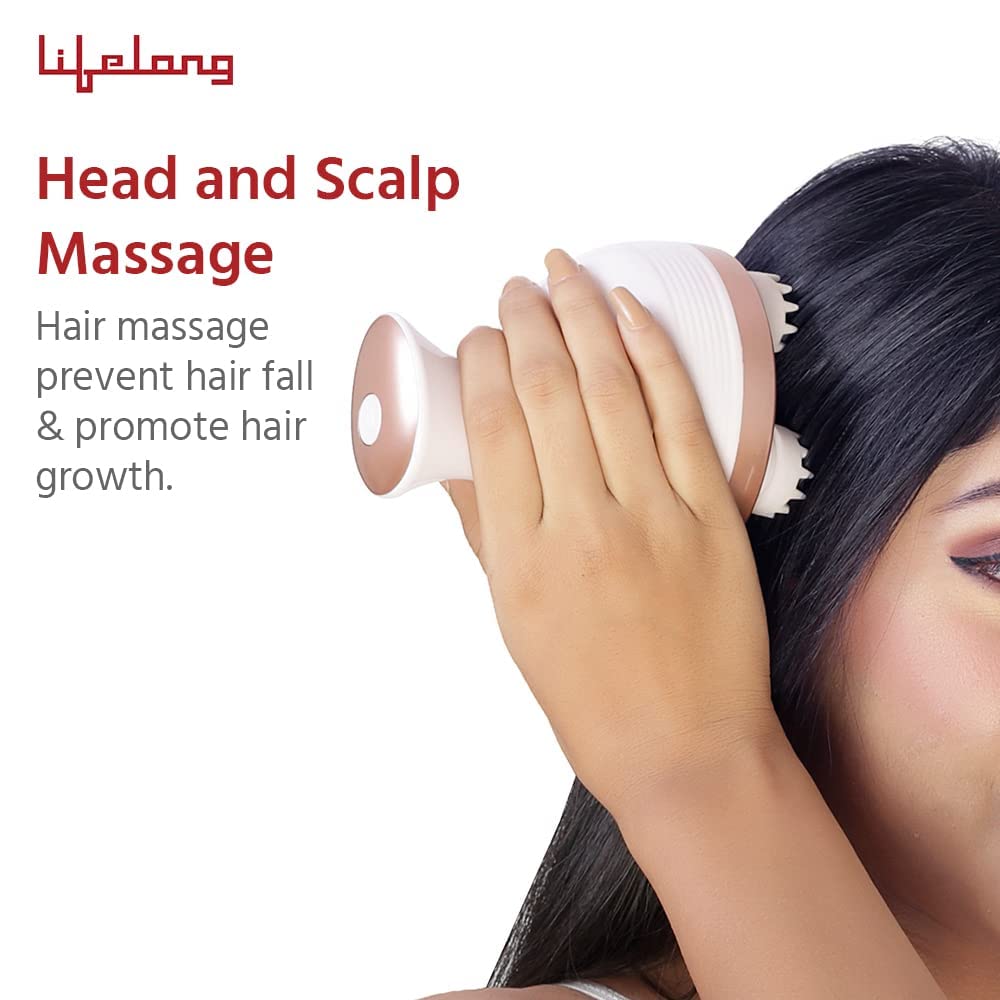 Lifelong Rechargeable Head, Scalp Full Body Pain Relief Massager, Electric Head Kneading Massager,4 Speed Modes - 1