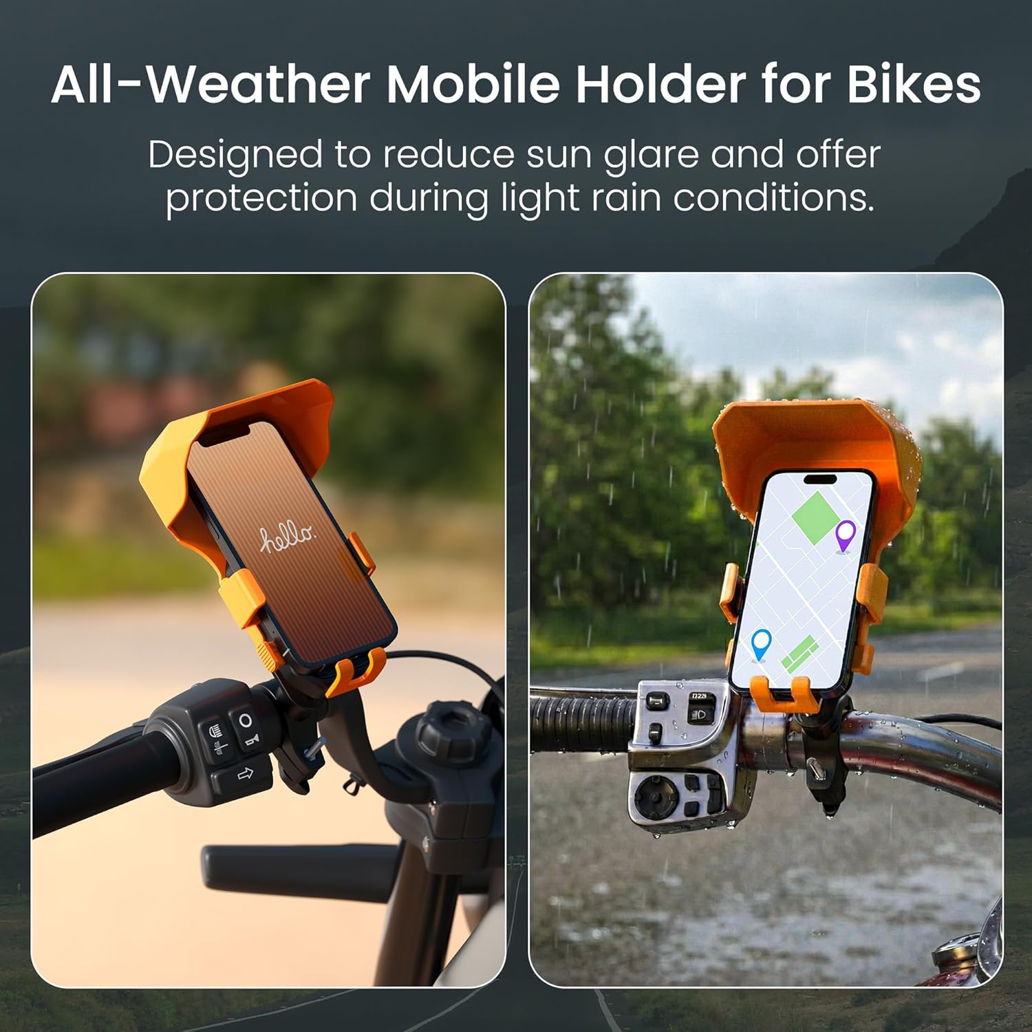 Portronics Mobike 4 Plus Handlebar Mount Mobile Holder with Sunshade & Light Rain Protection - 1