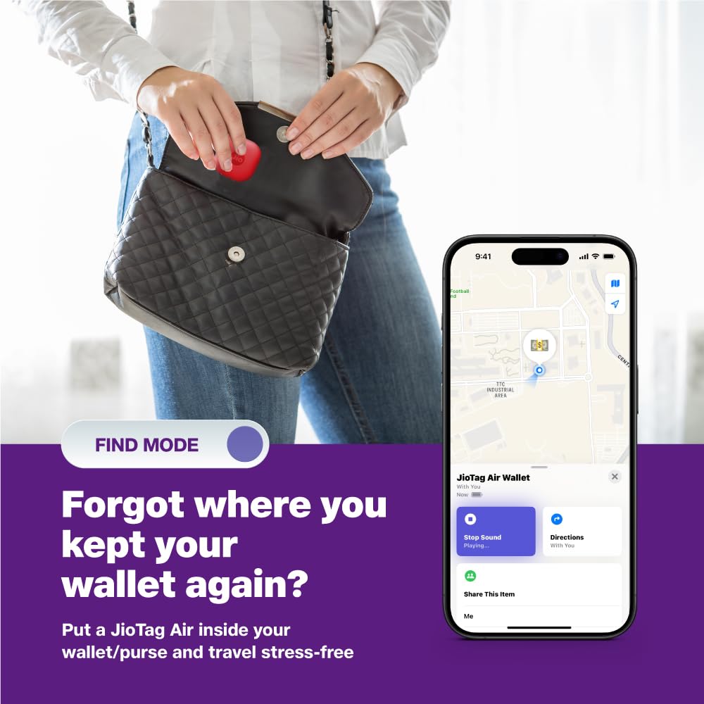 JioTag Air for iOS Worldwide Tracker, Pair with Apple Find My app for keys, luggage, bikes, purses etc - 1
