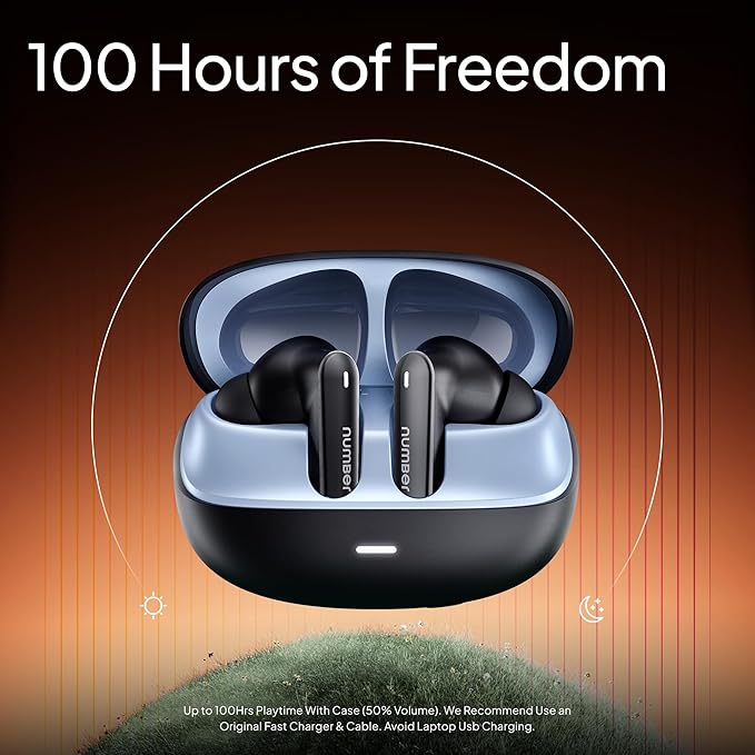 Number Navo Buds N1 w/ 100Hrs Playtime, 4Mic ENC, Dual Pairing, High Bass, Fast Charge - 1