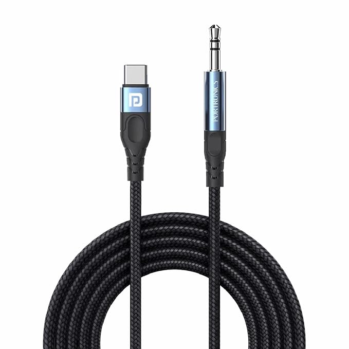 Portronics iKonnect C + USB C to 3.5mm Audio Adapter Hi-Fi Stereo Type C to Aux Headphone Male Cord Car Auxiliary Cable - 0