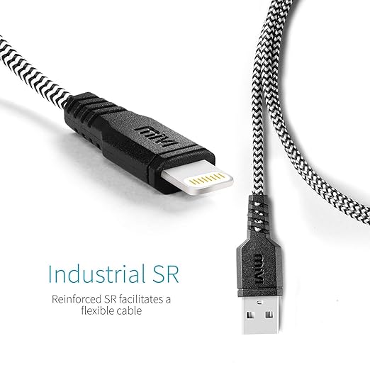 Mivi 3.2 Feet Certified Lightning Cable with Khali Tough Bullet Proof Material (Black) - 2