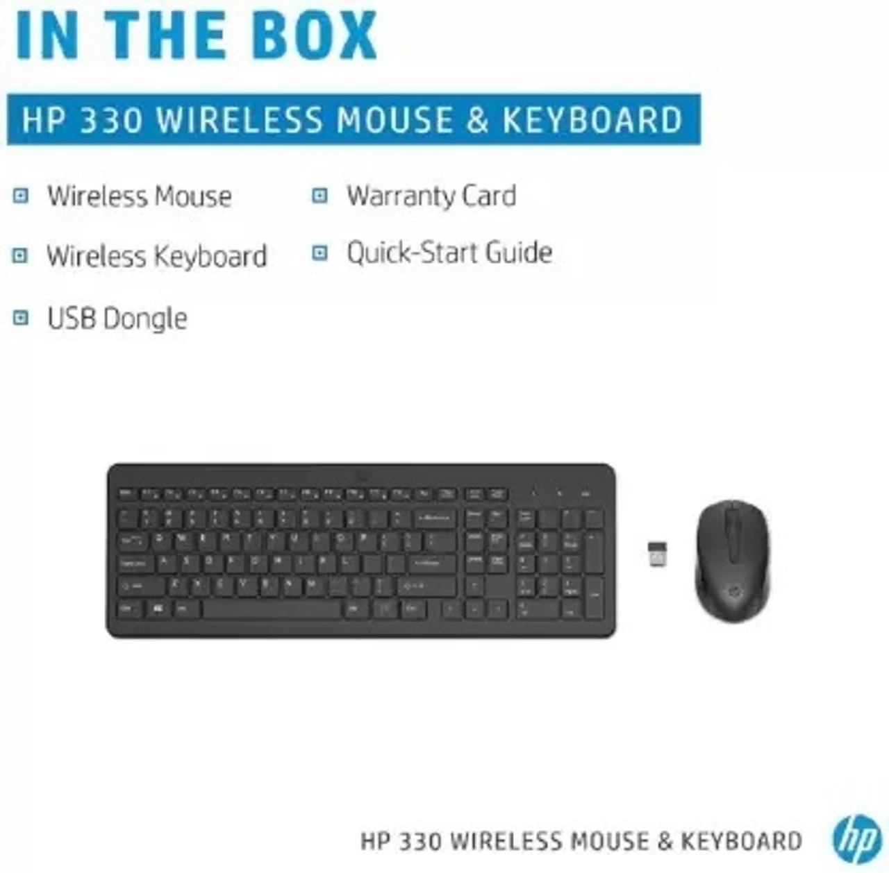 HP 330 Wireless Black Keyboard and Mouse Set with Numeric Keypad, 2.4GHz Wireless Connection and 1600 DPI - 1