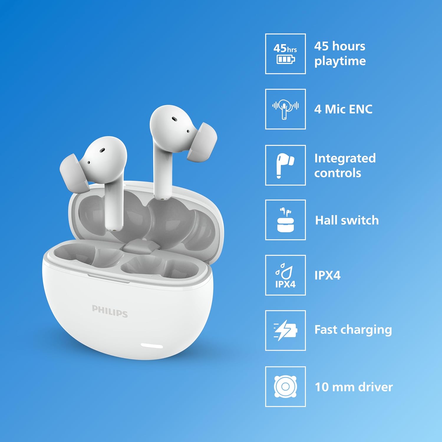 Philips Audio TAT1179/94 True Wireless in Ear Earbuds with Pocket Sized Charging Case, Play Time Upto 45Hrs - 1