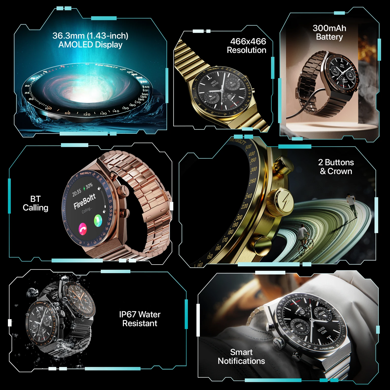 Fire Boltt Spacewatch with 1.4 inch AMOLED Display | Bluetooth Calling | Health Monitoring | Multiple Sports Modes - 2