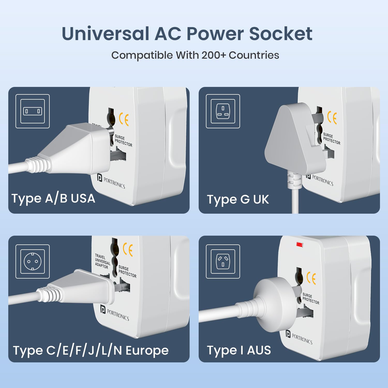 Portronics Juicemate Go Universal Travel Adapter with 6A AC Socket Output,Universal AC Socket - 2