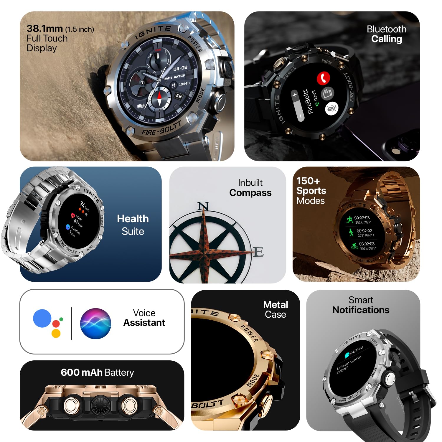 Fire-Boltt Assault Rugged Smartwatch, Bluetooth Calling, Compass, Heart Rate & SpO2 - 1