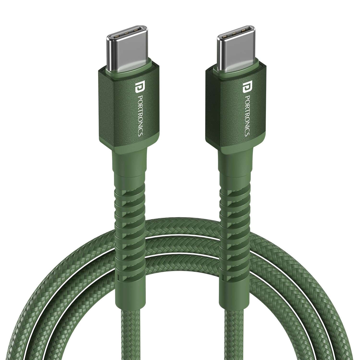 Portronics Konnect X 240W Futuristic Unbreakable Nylon Braided Type C Fast Charging PD Cable 1M Long - 0