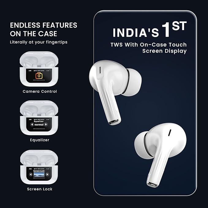 HAMMER Screen TWS, ANC (32Db), Smart Touch Display True Wireless Buds, Type-C Fast Charging - 3