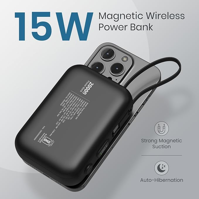 Portronics Power Shutter 20000mAh 15W Magnetic Wireless Fast Charging Powerbank - 1