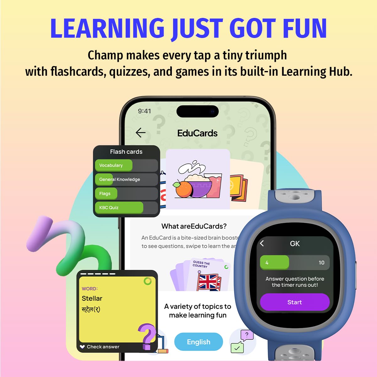 Noise Junior Champ 3 Smart Watch for Kids | 3-in-1 Look with 2 Switchable Bumpers, in-Built Learning Hub - 3