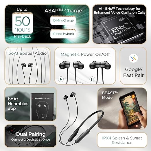 boAt Rockerz 255 Z Plus, AI-Enx Tech, Spatial Audio, 50HRS Battery, Low Latency Mode, Fast Charge, App Support - 2
