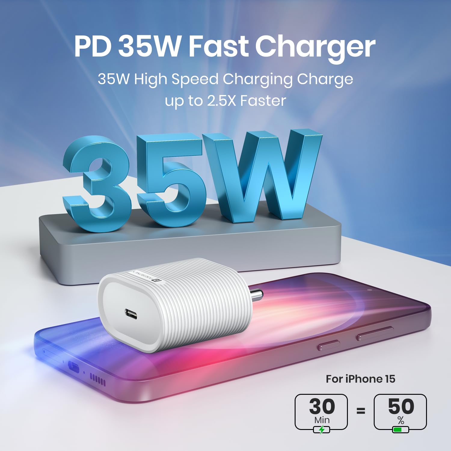 Portronics 35W Adapto 35G Type C PD Fast Charging Adaptor,PPS Support,GaN Technology - 1