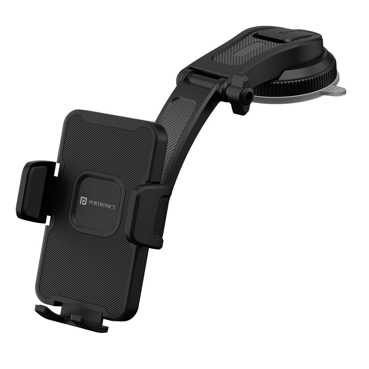 Portronics Clamp M5 Car Phone Holder Stand with Grip Rotation, Strong Hold - 0