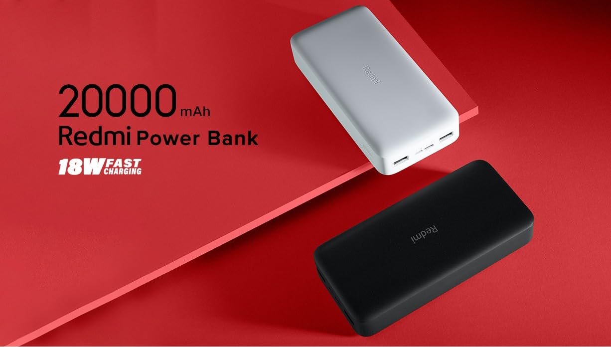 Redmi 20000mAh Lithium Polymer Power Bank, USB Type C and Micro USB Ports, 18W Fast Charging, Low Power Mode - 1