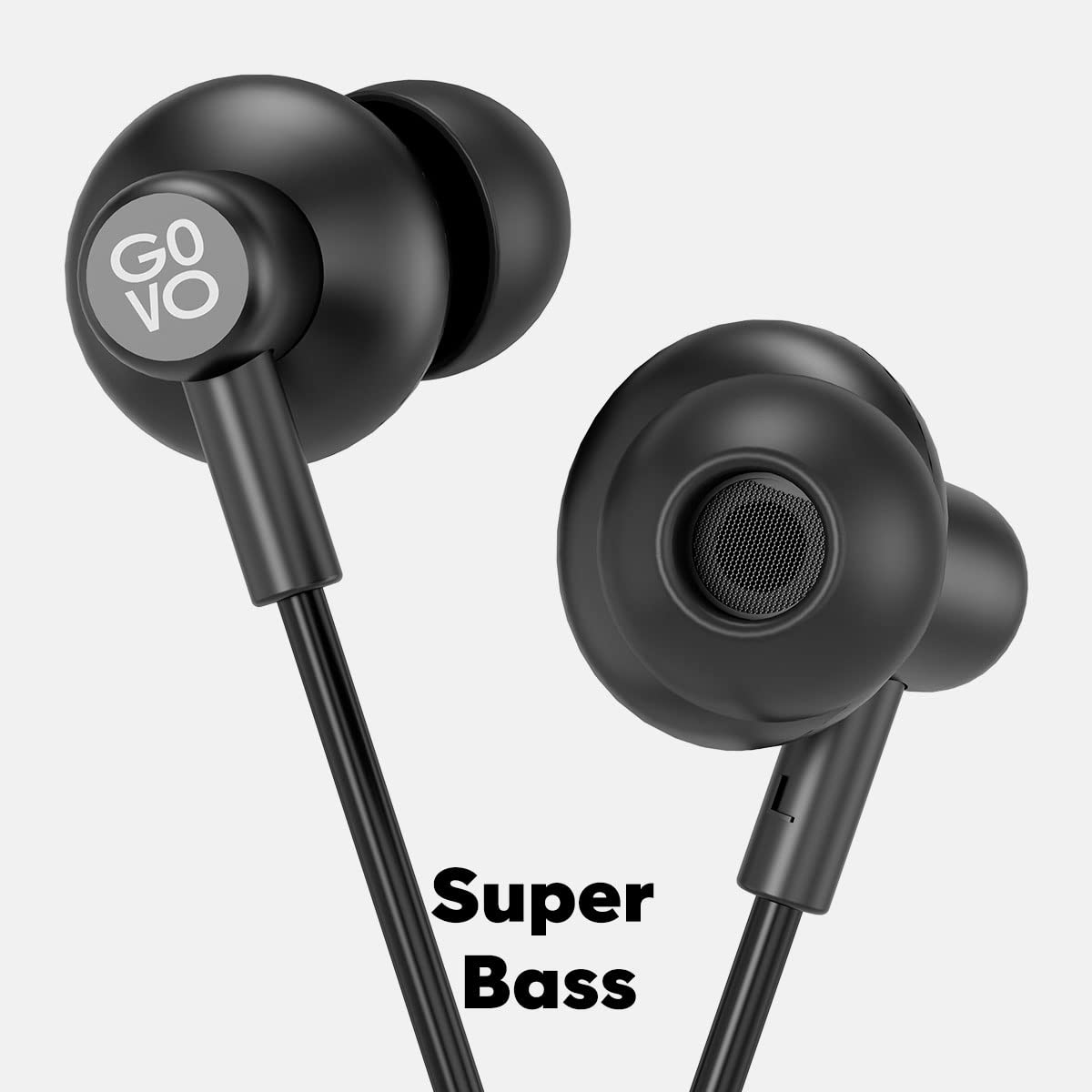 GOVO GOBASS 610 in Ear Wired Earphones with Mic for Calls, 12mm Dynamic Driver, Noise Cancellation, 3.5mm Jack (Platinum Black) Total - 1