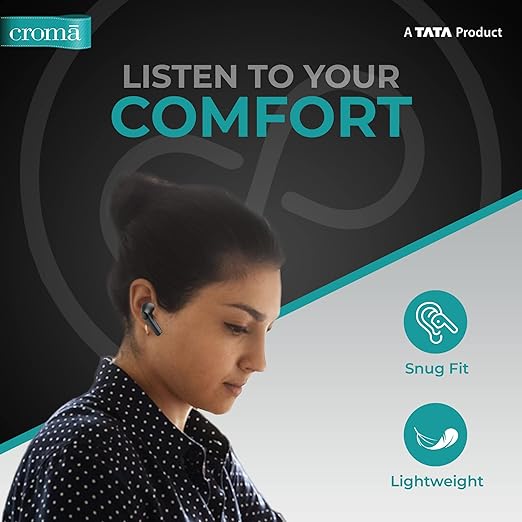 Croma True Wireless In Ear Earbuds with mic, BT V 5.0, supports voice assistant function, supports Type-C fast charging, Built in mic - 3