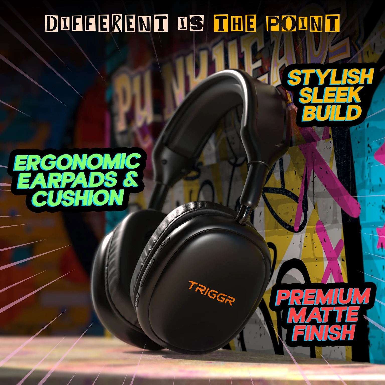 TRIGGR Punkheadz Z1 with 50H Battery, 3EQ Modes, Dual Pairing, Matte Finish, ENC - 2