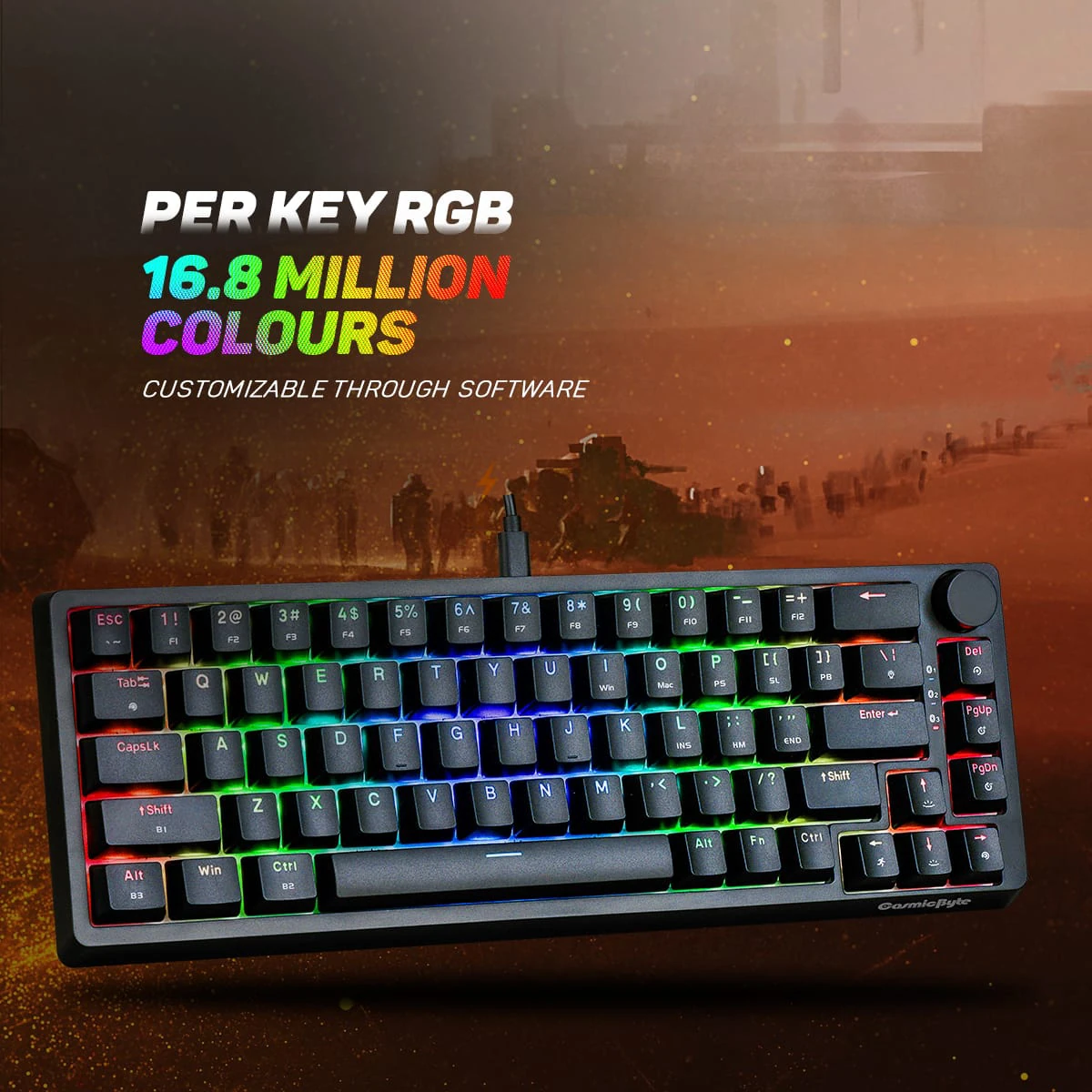 Cosmic Byte CB-GK-33 Astra Hot Swappable 67 Key Wired + Bluetooth Mechanical Keyboard, 1000Hz Polling Rate, Per Key RGB, Software Customization, Outemu Blue Switches - 2