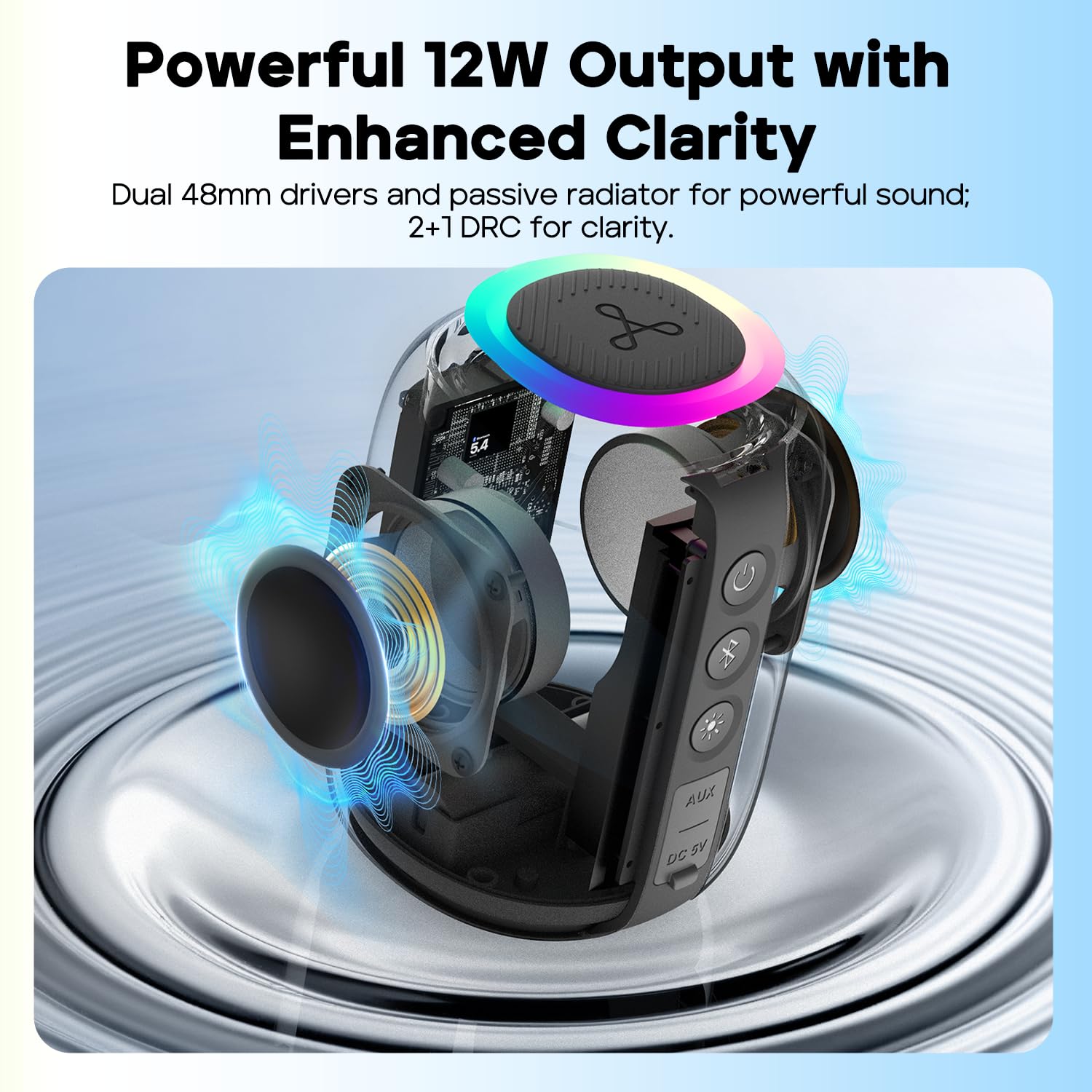 tribit StormBox Mini+ Bluetooth Speaker 12W,360°Surround Sound,Custom EQ - 3