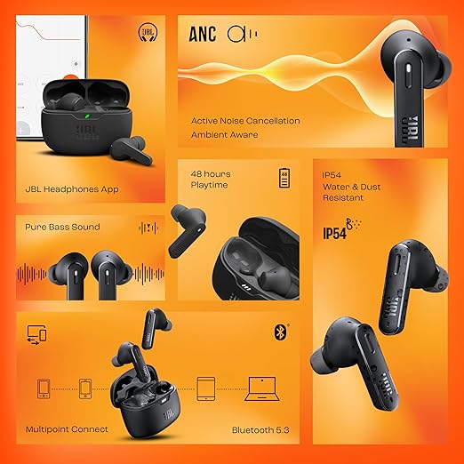 JBL Tune 245NC TWS ANC Earbuds 48H Battery, Dual Connect, Quick Charge, IP54 - 1
