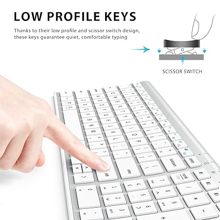 iClever Bluetooth Keyboard BK10, Multi-Device Rechargeable Wireless Keyboard with Number Pad - 2
