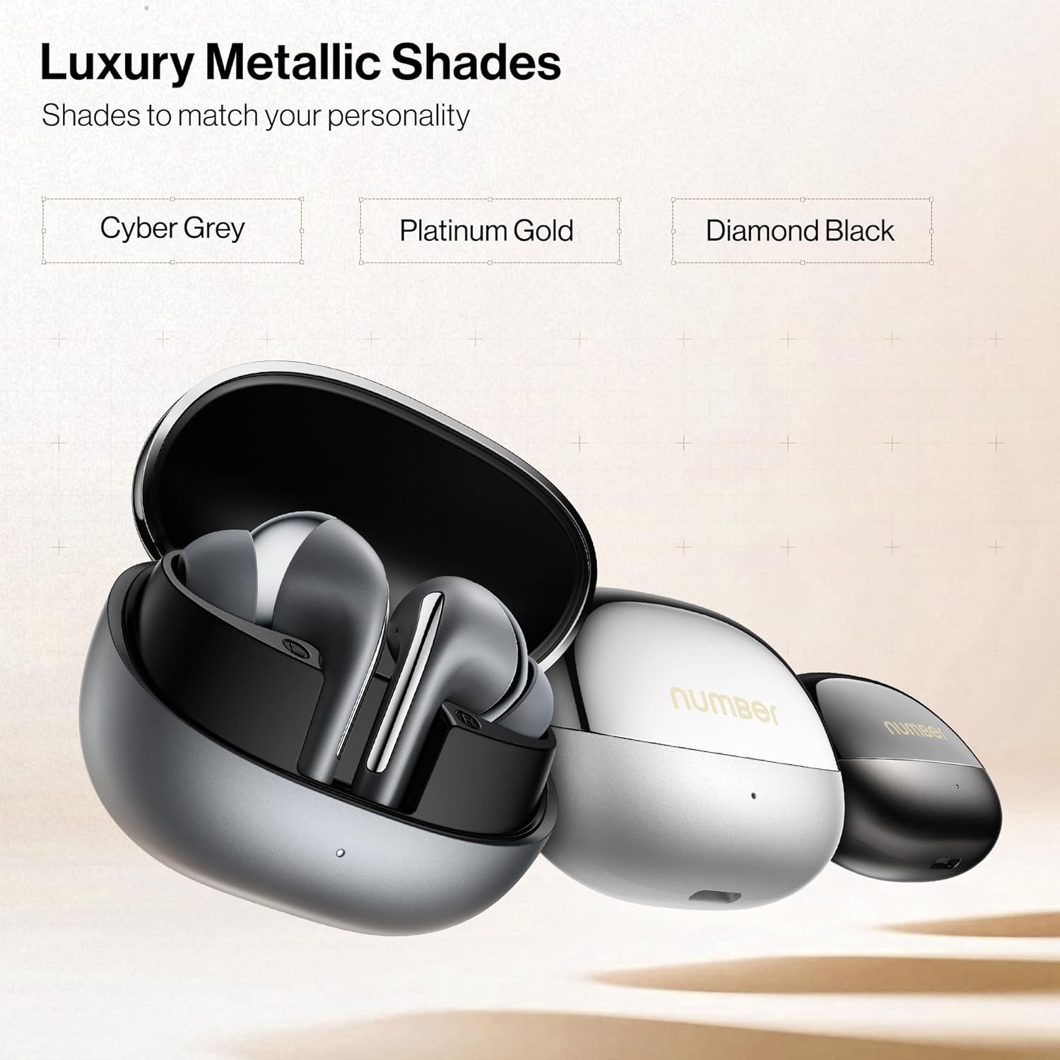 Number Navo Buds X3 w/ 50H Playtime, Dual Pairing, 13mm Speakers, ENC, 45ms Low Latency - 3